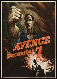 6t109 AVENGE DECEMBER 7 29x40 WWII war poster '42 attack on Pearl Harbor art by Bernard Perlin!