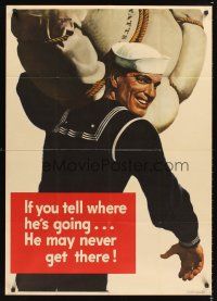6t110 IF YOU TELL WHERE HE'S GOING 29x40 WWII war poster '43 he may never get there, Falter art!