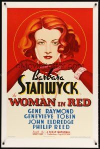 6t469 WOMAN IN RED S2 recreation 1sh 2000 wonderful artwork of sexy redhead Barbara Stanwyck!
