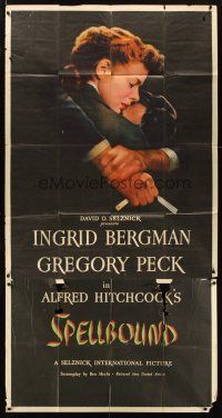 6w077 SPELLBOUND 3sh '45 Ingrid Bergman & Gregory Peck, directed by Alfred Hitchcock!