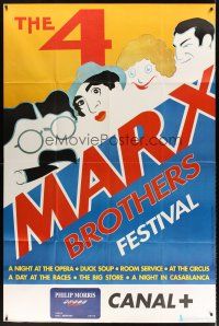 6w107 4 MARX BROTHERS FESTIVAL 46x69 Belgian poster '94 cool art of Groucho, Chico, Harpo & Zeppo!