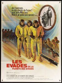6w116 ESCAPE FROM THE PLANET OF THE APES French 1p '71 different sci-fi art by Boris Grinsson!