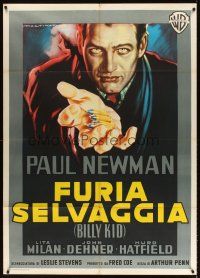 6w147 LEFT HANDED GUN Italian 1p '58 art of Paul Newman as Billy the Kid by Martinati!