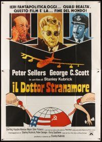 6w136 DR. STRANGELOVE Italian 2p R70s Stanley Kubrick classic, cool different art of Peter Sellers!