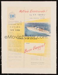 6w177 NOTIZIA ECCEZIONALE linen Italian 10x14 advertising poster '60s Flotta Lauro cruise line!
