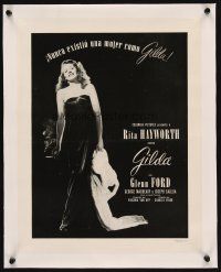 6w103 GILDA linen special 13x16 '46 classic image of sexy smoking Rita Hayworth in sheath dress!