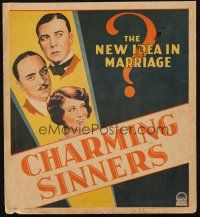 6w094 CHARMING SINNERS WC '29 art of Ruth Chatterton, Clive Brook & William Powell!