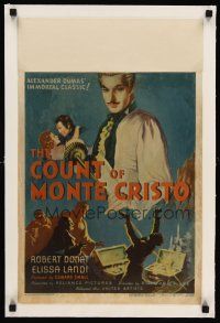 6w095 COUNT OF MONTE CRISTO linen WC '34 cool art of Robert Donat as Edmond Dantes!