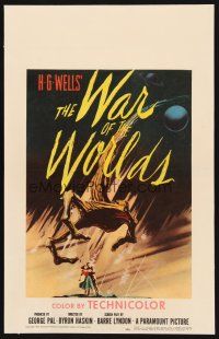 6w101 WAR OF THE WORLDS WC '53 H.G. Wells classic produced by George Pal, best sci-fi artwork!