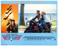 6x728 TOP GUN English LC '86 best image of Tom Cruise & Kelly McGillis on motorcycle!