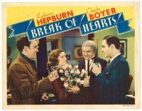 6x235 BREAK OF HEARTS LC '35 Charles Boyer, John Beal & Jean Hersholt toast pretty Katharine Hepburn