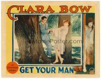 6x368 GET YOUR MAN LC '27 close up of Buddy Rogers & sexy Clara Bow holding hands by trees!
