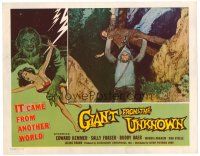 6x372 GIANT FROM THE UNKNOWN LC '58 wacky monster holding man overhead!