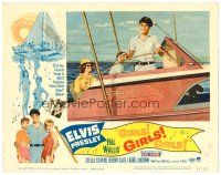 6x376 GIRLS GIRLS GIRLS LC #3 '62 Elvis Presley singing happily in Criss Craft boat!