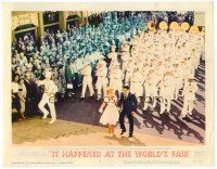 6x439 IT HAPPENED AT THE WORLD'S FAIR LC #8 '63 Elvis Presley & Joan O'Brien lead a bang-up parade