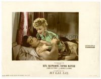 6x521 MY GAL SAL photolobby '42 great romantic close up of Carole Landis & Victor Mature in bed!