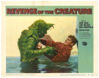 6x623 REVENGE OF THE CREATURE LC #7 '55 close up of John Bromfield in water with the monster!
