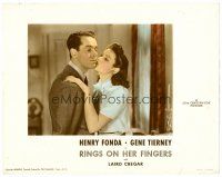 6x627 RINGS ON HER FINGERS photolobby '42 close up of Gene Tierney kissing reluctant Henry Fonda!
