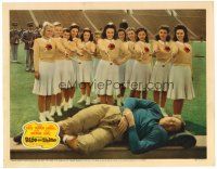 6x628 RISE & SHINE LC '41 Linda Darnell & cheerleaders point at sleeping footballer Jack Oakie!