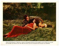 6x678 SPARTACUS photolobby '61 sexy Jean Simmons laying in the grass with Kirk Douglas!