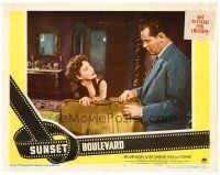 6x018 SUNSET BOULEVARD LC #3 '50 Gloria Swanson tries to stop William Holden from leaving!