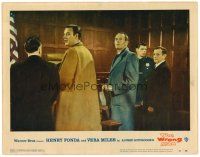 6x773 WRONG MAN LC #4 '57 Alfred Hitchcock, innocent Henry Fonda arraigned in courtroom!