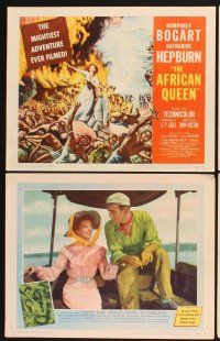 6x002 AFRICAN QUEEN 8 LCs '52 Humphrey Bogart, Katharine Hepburn & John Huston classic!