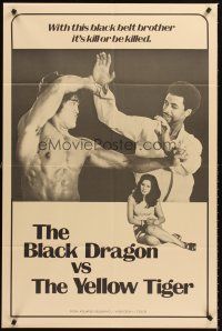 6y085 BLACK DRAGON VS. THE YELLOW TIGER 1sh '75 cool art from martial arts blaxploitation thriller!