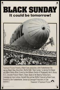 6y089 BLACK SUNDAY 1sh '77 Frankenheimer, Goodyear Blimp zeppelin disaster at the Super Bowl!