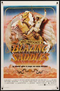 6y094 BLAZING SADDLES 1sh '74 classic Mel Brooks western, art of Cleavon Little by John Alvin!