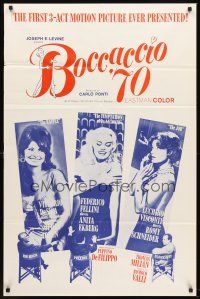 6y105 BOCCACCIO '70 1sh '62 sexy Loren, Ekberg & Schneider, plus Fellini, De Sica & Visconti!