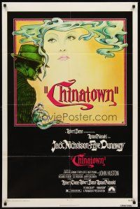 6y152 CHINATOWN 1sh '74 great art of smoking Jack Nicholson & Faye Dunaway, Roman Polanski!
