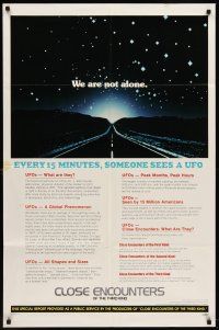 6y158 CLOSE ENCOUNTERS OF THE THIRD KIND 1sh '77 Steven Spielberg sci-fi classic, cool UFO facts!