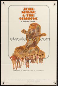 6y182 COWBOYS style B 1sh '72 John Wayne & the Cowboys, cool Craig western art!