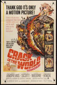 6y183 CRACK IN THE WORLD 1sh '65 atom bomb explodes, thank God it's only a motion picture!