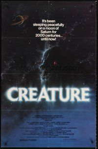 6y185 CREATURE 1sh '85 really cool artwork of monster in space by Todd Curtis!