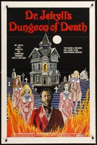 6y234 DR. JEKYLL'S DUNGEON OF DEATH 1sh '82 artwork of sexy near-naked zombie women!