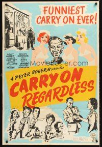 6y148 CARRY ON REGARDLESS English 1sh '63 Sidney James, Kenneth Connor, wacky comedy!