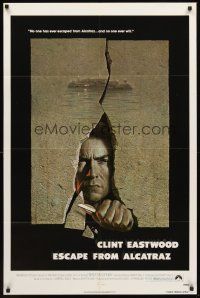 6y263 ESCAPE FROM ALCATRAZ 1sh '79 cool artwork of Clint Eastwood busting out by Lettick!
