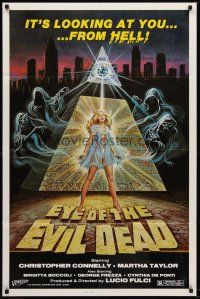 6y272 EYE OF THE EVIL DEAD 1sh '84 Lucio Fulci's Manhattan Baby, cool art by Luis Dominguez!