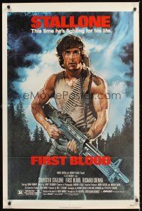 6y288 FIRST BLOOD 1sh '82 artwork of Sylvester Stallone as John Rambo by Drew Struzan!