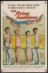 6y299 FLYING FONTAINES 1sh '59 Michael Callan, full-length image of the circus trapeze family!