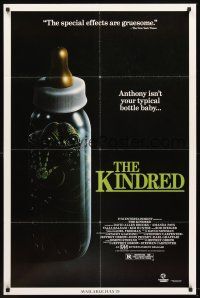 6y477 KINDRED video 1sh '86 David Allen Brooks, Amanda Pays, wild art of alien in bottle!