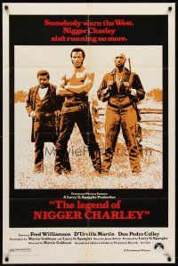 6y495 LEGEND OF NIGGER CHARLEY 1sh '72 slave to outlaw Fred Williamson ain't running no more!