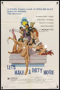 6y497 LET'S MAKE A DIRTY MOVIE 1sh '77 Attention les yeux, French sex, great sexy artwork!