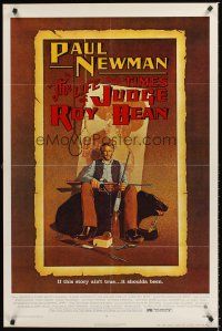 6y501 LIFE & TIMES OF JUDGE ROY BEAN 1sh '72 John Huston, art of Paul Newman by Richard Amsel!
