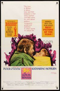 6y503 LION IN WINTER awards 1sh '68 Katharine Hepburn, Peter O'Toole as Henry II!