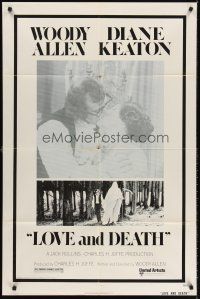 6y520 LOVE & DEATH style A 1sh '75 Woody Allen & Diane Keaton romantic kiss close up!