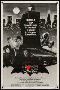 6y521 LOVE AT FIRST BITE 1sh '79 AIP, wacky vampire image of George Hamilton as Dracula!