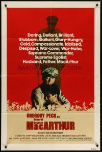 6y530 MacARTHUR 1sh '77 daring, brilliant, stubborn World War II Rebel General Gregory Peck!
